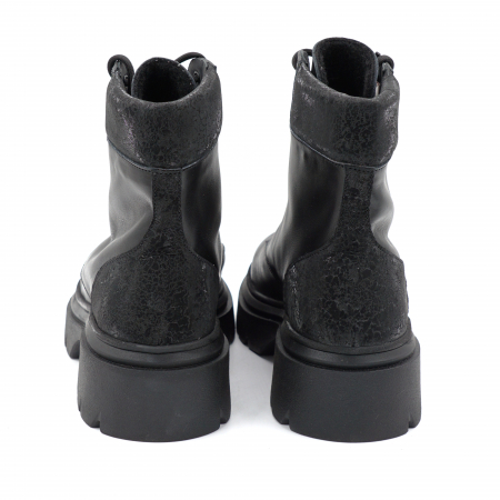 Ghete dama casual din piele naturala neagra si cu imprimeu negru 3D cu varf rotund si talpa 3 cm 71321-1-24 [4]