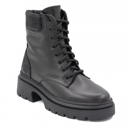 Ghete dama casual din piele naturala neagra si cu imprimeu negru 3D cu varf rotund si talpa 3 cm 71321-1-24 [1]