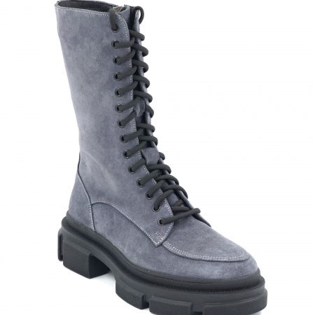Cizme dama casual scurte din piele naturala intoarsa albastru petrol cu varf rotund si talpa 4 cm 76621-23 [1]