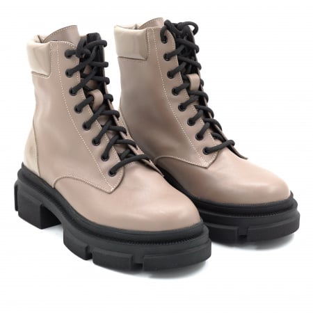 Ghete dama din piele naturala grej inchis cu varf rotund si talpa de 4 cm 71321-25 [2]