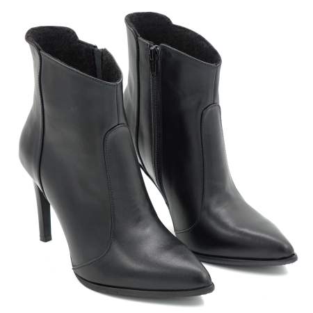 Ghete dama din piele naturala neagra cu varf ascutit stileto si toc inalt subtire de 9 cm 78918-25 [2]