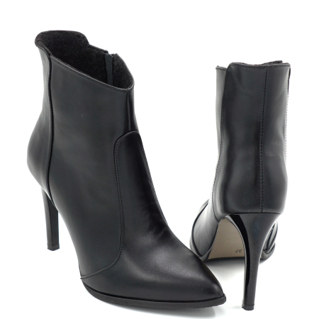 Ghete dama din piele naturala neagra cu varf ascutit stileto si toc inalt subtire de 9 cm 78918-25 [4]
