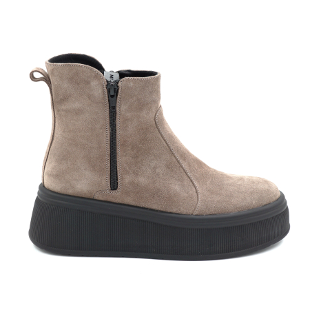 Lichidare stocuri - Ghete dama din piele naturala intoarsa grej cu varf rotund si talpa de 5 cm 78121-3-25