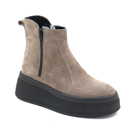 Ghete dama din piele naturala intoarsa grej cu varf rotund si talpa de 5 cm 78121-3-25 [1]