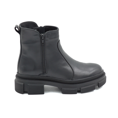 Ghete casual & bocanci dama - Ghete dama din piele naturala neagra cu varf rotund si talpa de 4 cm 78121-1-25