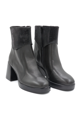 Ghete dama din piele naturala neagra cu varf rotund, platforma 2 cm si toc mic gros de 6 cm 79219-1-24 [2]