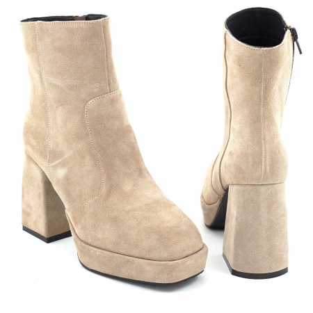 Ghete dama din piele naturala intoarsa bej cappucino cu platforma de 2 cm, cu varf patrat si toc de 9 cm 70224-1-25 [4]