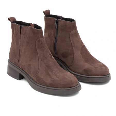 Ghete dama din piele naturala intoarsa maro inchis cu varf rotund si talpa de 3 cm 73017-1-25 [2]