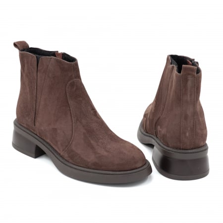 Ghete dama din piele naturala intoarsa maro inchis cu varf rotund si talpa de 3 cm 73017-1-25 [4]