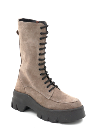 Cizme dama din piele naturala intoarsa grej cu varf  rotund si talpa de 5 cm 76621-24 [1]