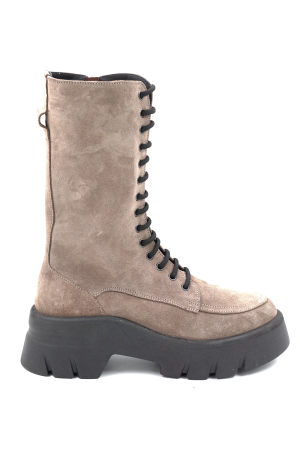 Cizme dama - Cizme dama din piele naturala intoarsa grej cu varf  rotund si talpa de 5 cm 76621-24