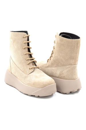 Ghete dama din piele naturala intoarsa bej cappucino cu varf rotund si talpa de 5 cm 73221-1-24 [3]