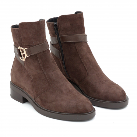 Ghete dama din piele naturala intoarsa maro cu varf rotund si talpa de 3 cm 71225-1-25 [2]