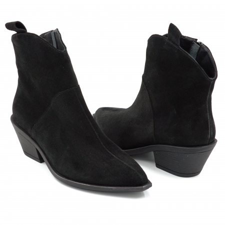 Ghete dama tip ciocate din piele naturala intoarsa neagra cu varf ascutit si toc de 4 cm 70321-25 [3]