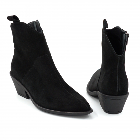 Ghete dama tip ciocate din piele naturala intoarsa neagra cu varf ascutit si toc de 4 cm 70321-25 [4]