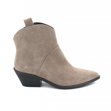 Lichidare stocuri - Ghete dama tip ciocate din piele naturala intoarsa grej cu varf ascutit si toc de 4 cm 70321-2-25