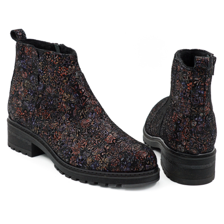 Ghete dama din piele naturala neagra cu imprimeu cu varf rotund, talpa de 2 cm si toc de 3 cm 73017-5-26 [4]