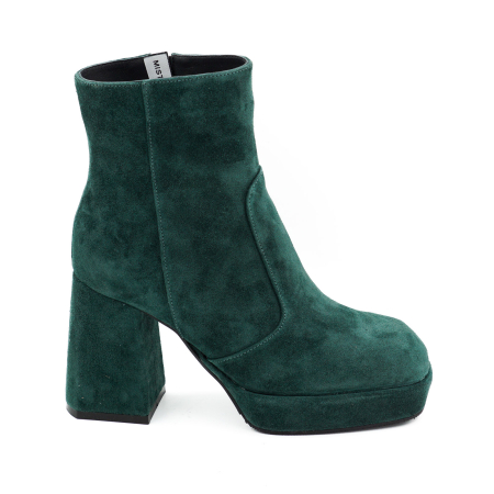 Ghete dama din piele naturala intoarsa verde inchis cu varf patrat, platforma de 2 cm si toc inalt gros imbracat de 9 cm 70224-26 [5]