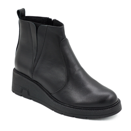 Ghete dama din piele naturala neagra cu varf rotund si talpa de 3 cm 73017-26 [1]