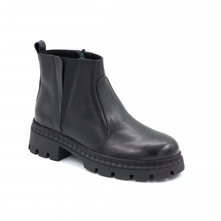 Ghete dama din piele naturala neagra cu varf rotund si talpa de 3 cm 73017-3-25 [1]