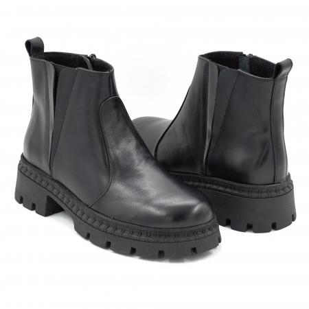 Ghete dama din piele naturala neagra cu varf rotund si talpa de 3 cm 73017-3-25 [3]