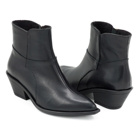 Ghete dama tip ciocate din piele naturala neagra cu varf ascutit si toc de 4 cm 71725-4-26 [3]
