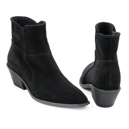 Ghete dama tip ciocate din piele naturala intoarsa neagra cu varf ascutit si toc de 4 cm 71725-2-26 [4]