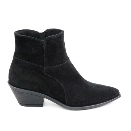Ghete & bocanci dama - Ghete dama tip ciocate din piele naturala intoarsa neagra cu varf ascutit si toc de 4 cm 71725-2-26