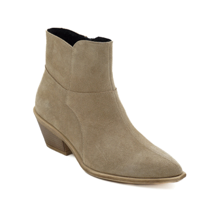 Ghete dama tip ciocate din piele naturala intoarsa bej cappucino cu varf ascutit si toc de 4 cm 71725-26 [1]