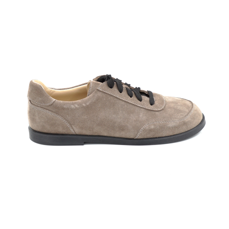 Lichidare stocuri - Pantofi dama barefoot tip adidas din piele naturala intoarsa grej cu varf rotund si talpa de 1 cm 55625-1-25