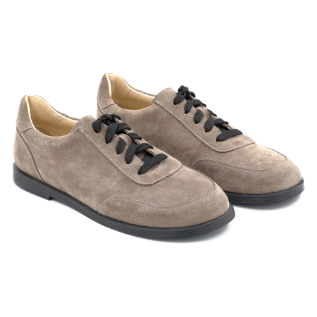 Pantofi dama barefoot tip adidas din piele naturala intoarsa grej cu varf rotund si talpa de 1 cm 55625-1-25 [2]