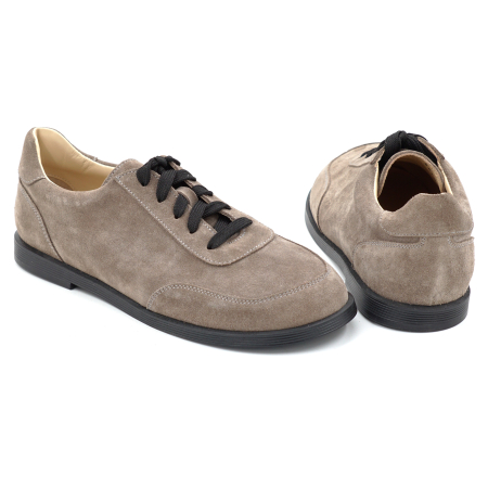 Pantofi dama barefoot tip adidas din piele naturala intoarsa grej cu varf rotund si talpa de 1 cm 55625-1-25 [4]