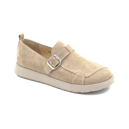 Pantofi dama barefoot tip loafers din piele naturala intoarsa bej cappucino cu varf rotund si talpa de 2 cm 54925-1-25 [1]