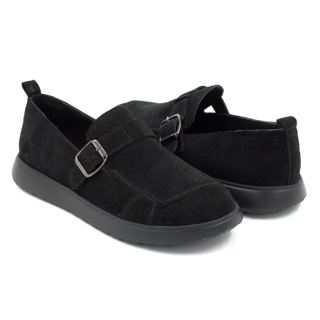 Pantofi dama barefoot tip loafers din piele naturala intoarsa neagra cu varf rotund si talpa de 2 cm 54925-25 [3]