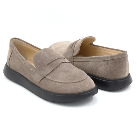 Pantofi dama tip barefoot din piele naturala intoarsa grej cu varf rotund si talpa de 2 cm 55525-1-25 [3]