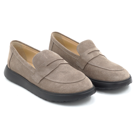 Pantofi dama tip barefoot din piele naturala intoarsa grej cu varf rotund si talpa de 2 cm 55525-1-25 [2]