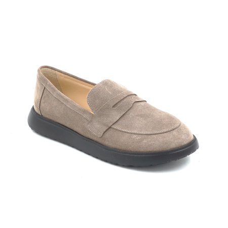 Pantofi dama tip barefoot din piele naturala intoarsa grej cu varf rotund si talpa de 2 cm 55525-1-25 [1]