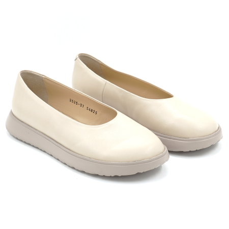 Pantofi dama barefoot tip balerini din piele naturala nude bej cu varf rotund si talpa de 2 cm 55825-2-25 [2]