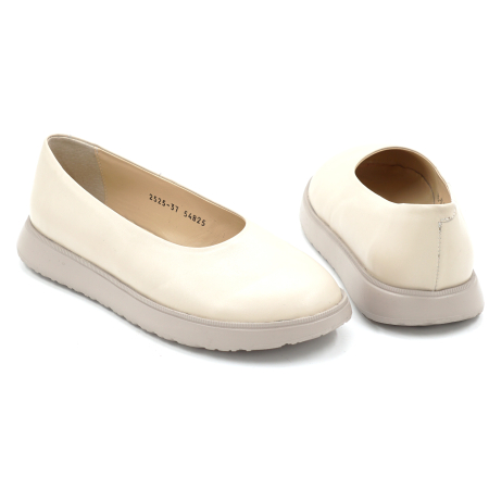 Pantofi dama barefoot tip balerini din piele naturala nude bej cu varf rotund si talpa de 2 cm 55825-2-25 [4]
