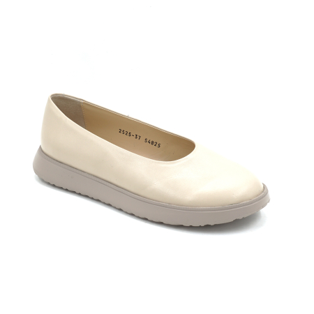 Pantofi dama barefoot tip balerini din piele naturala nude bej cu varf rotund si talpa de 2 cm 55825-2-25 [1]