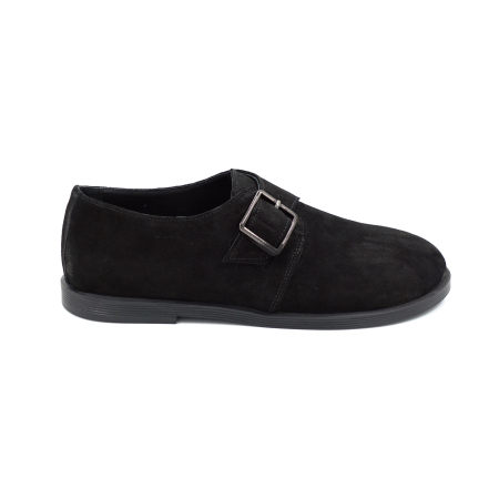 Pantofi casual & sport dama - Pantofi dama tip barefoot din piele naturala intoarsa neagra cu varf rotund si talpa 1 cm 55425-25