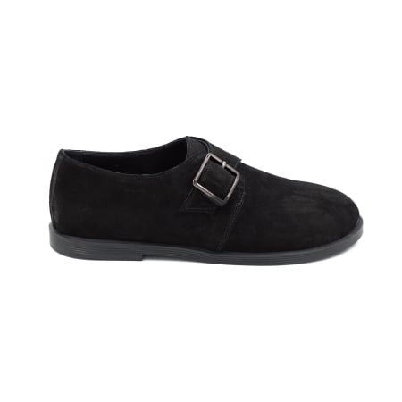 Lichidare stocuri - Pantofi dama tip barefoot din piele naturala intoarsa neagra cu varf rotund si talpa 1 cm 55425-25