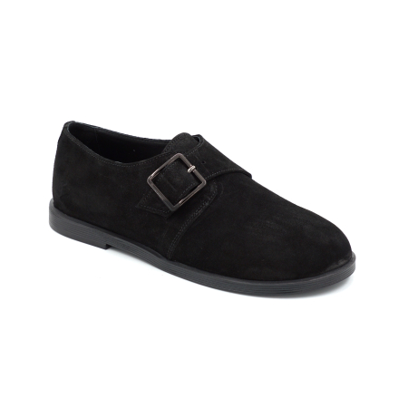 Pantofi dama tip barefoot din piele naturala intoarsa neagra cu varf rotund si talpa 1 cm 55425-25 [1]