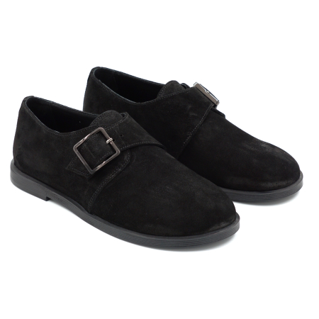 Pantofi dama tip barefoot din piele naturala intoarsa neagra cu varf rotund si talpa 1 cm 55425-25 [2]