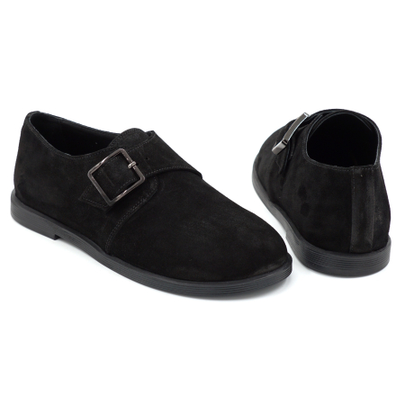 Pantofi dama tip barefoot din piele naturala intoarsa neagra cu varf rotund si talpa 1 cm 55425-25 [3]