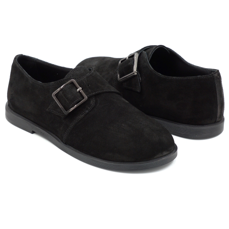 Pantofi dama tip barefoot din piele naturala intoarsa neagra cu varf rotund si talpa 1 cm 55425-25 [4]