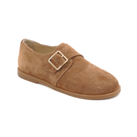 Pantofi dama tip barefoot din piele naturala intoarsa maro camel cu varf rotund si talpa de 1 cm 55424-1-25 [1]