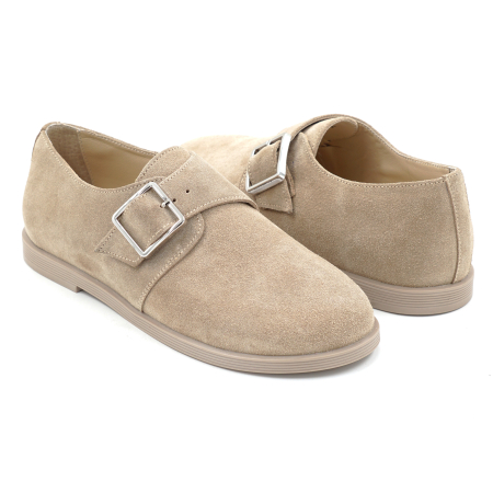 Pantofi dama tip barefoot din piele naturala intoarsa bej cappucino cu varf rotund si talpa de 1 cm 55424-3-25 [3]