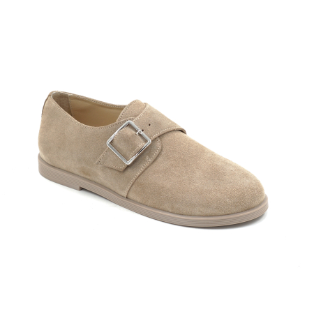Pantofi dama tip barefoot din piele naturala intoarsa bej cappucino cu varf rotund si talpa de 1 cm 55424-3-25 [1]