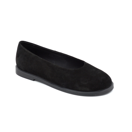 Pantofi dama barefoot tip balerini din piele naturala intoarsa neagra cu varf rotund si talpa de 1 cm 55825-3-25 [1]